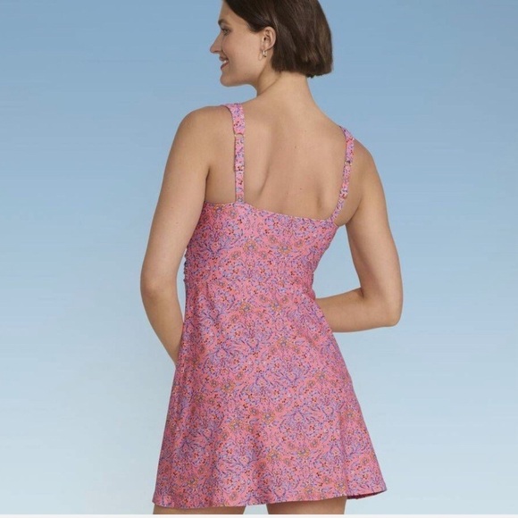 Lands End Women's Coral Floral Chlorine Resistant Wrap Swim Dress Size XL NWT - Picture 2 of 10